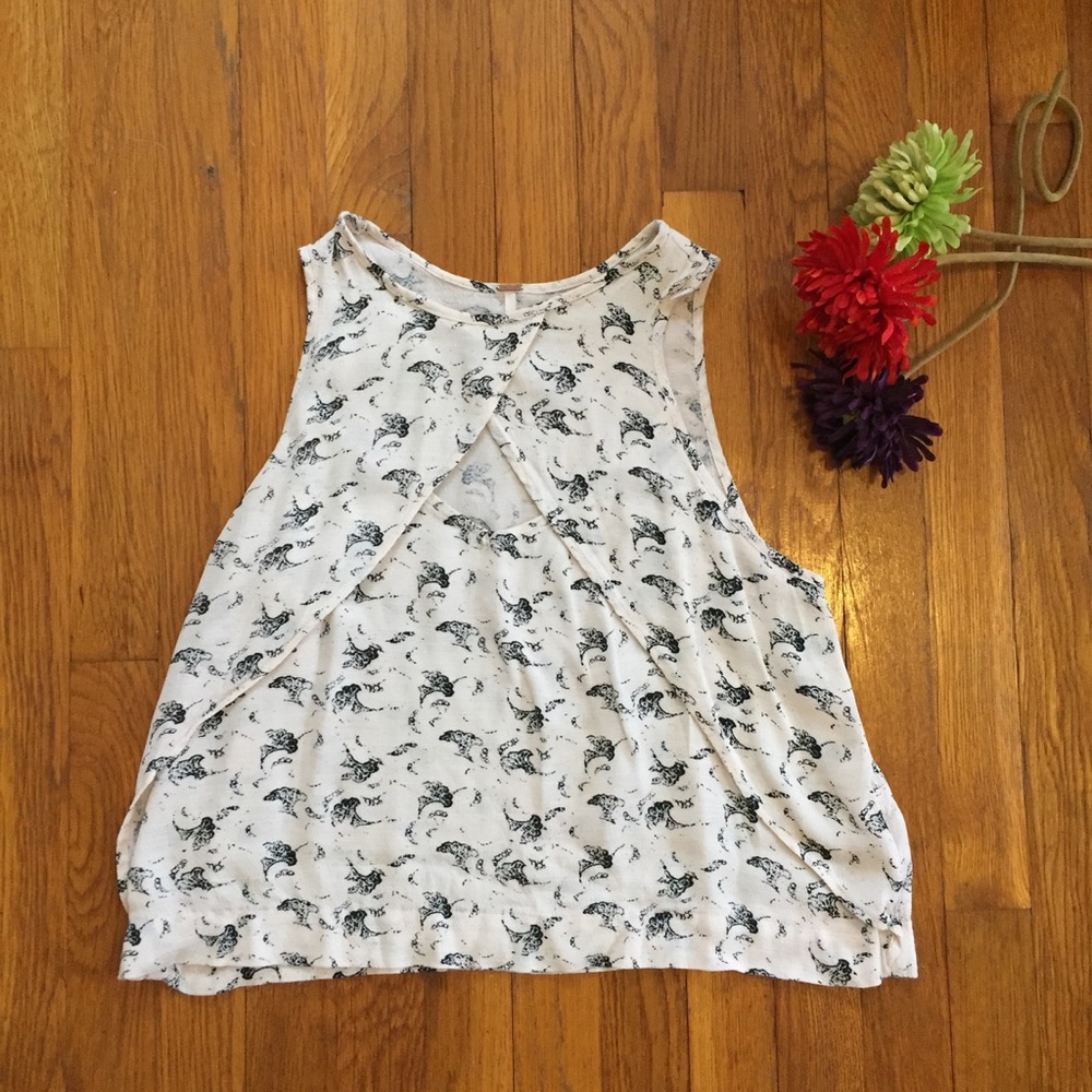 Free People Black and off White Peek-a-boo Top